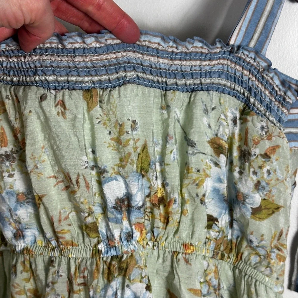 SOLD Floral Cottagecore Prairie Tiered Maxi Dress Size Large Tie Shoulders Boho - Picture 10 of 14